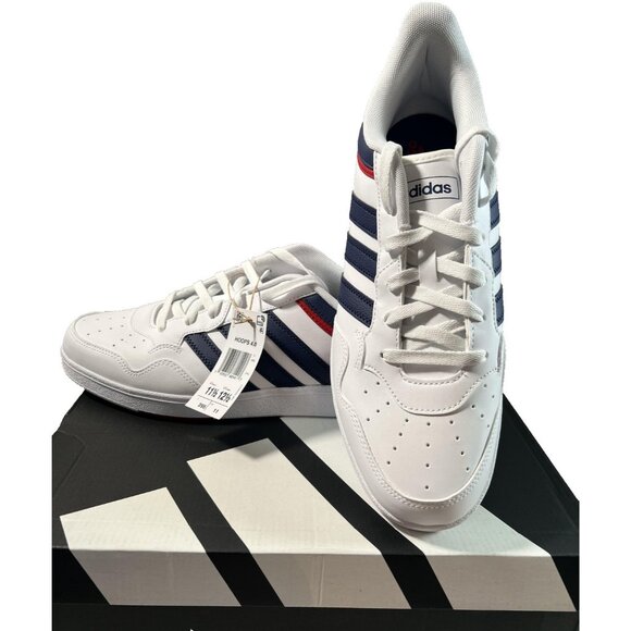 Adidas Hoops 4.0 Shoes Mens Size 11.5 White Navy Red Low Top Sneaker NEW JQ9986 - Picture 1 of 10